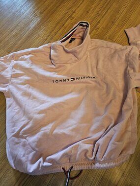 Tommy Jeans Hoodie Pullover Sweater Black Letter on Sleeve Size XL